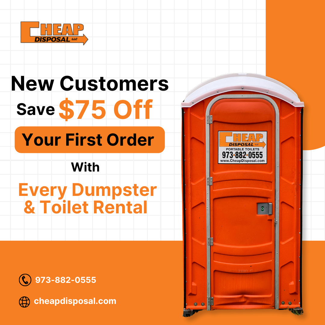 Save $75 off your first order with every dumpster & toilet rental