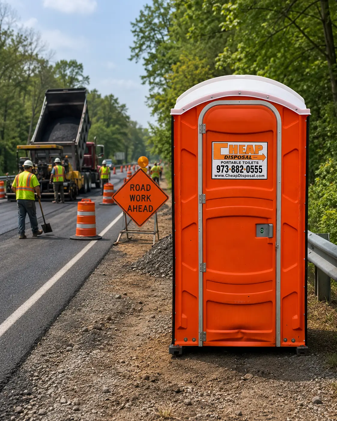 Portable Toilet Rental For Road Crew Unit